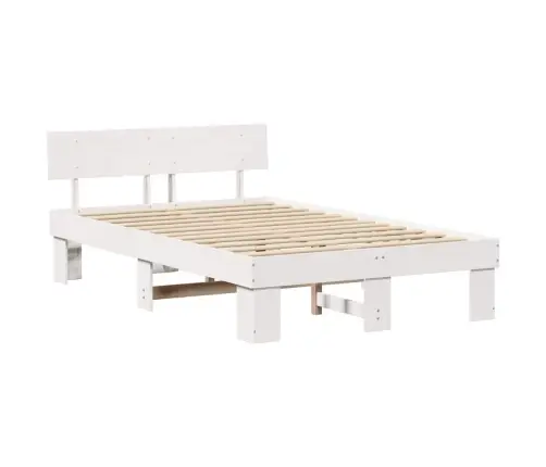 Gultas Rāmis Balts 140 X 190 Cm Masīvkoka Priede Vidaxl