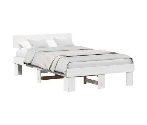 Gultas Rāmis Balts 140 X 190 Cm Masīvkoka Priede Vidaxl