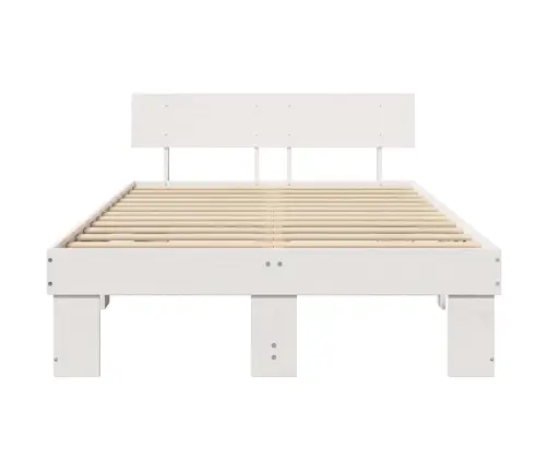 Gultas Rāmis Balts 135 X 190 Cm Masīvkoka Priede Vidaxl