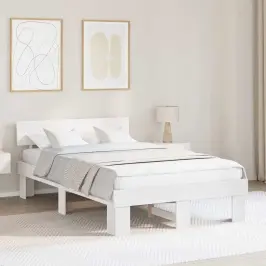 Voodi Raam Peaga Valge 120 X 190 Cm Männipuit