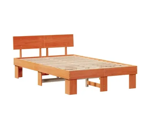 Gultas Rāmis Vaska Brūna 120 X 190 Cm Masīvkoka Priede Vidaxl