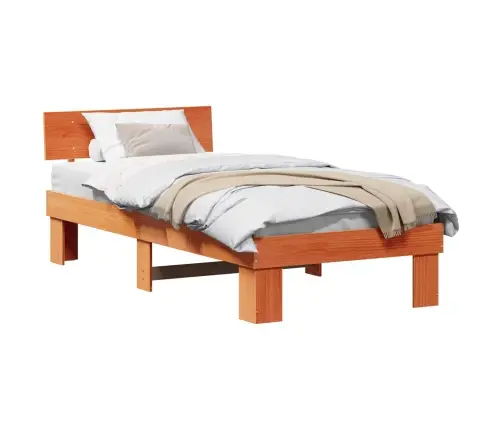 Gultas Rāmis Vaska Brūna 90 X 200 Cm Masīvkoka Priede Vidaxl