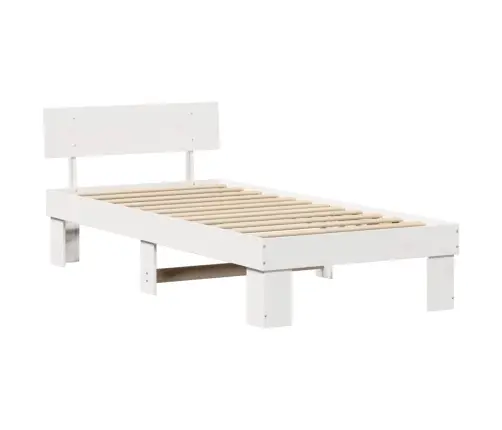 Gultas Rāmis Ar Galvas Klāju Balts 80 X 200 Cm Masīvkoka Priede Vidaxl