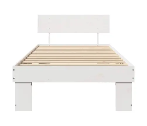 Gultas Rāmis Ar Galvas Klāju Balts 80 X 200 Cm Masīvkoka Priede Vidaxl