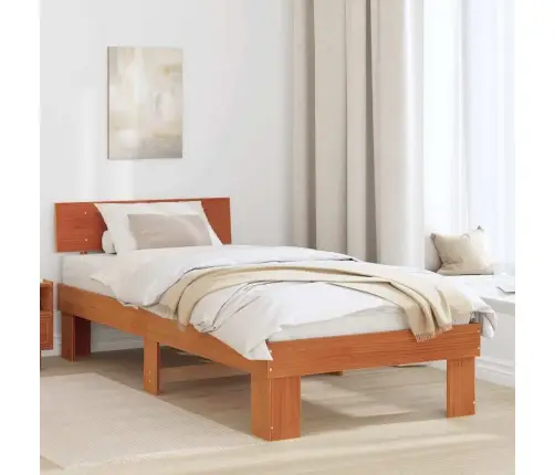 Gultas Rāmis Vaska Brūna 90 X 190 Cm Masīvkoka Priede Vidaxl