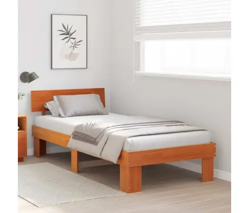 Gultas Rāmis Vaska Brūna 90 X 190 Cm Masīvkoka Priede Vidaxl