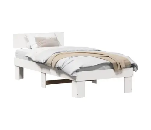 Gultas Rāmis Ar Galvas Klāju Balts 75 X 190 Cm Masīvkoka Priede Vidaxl