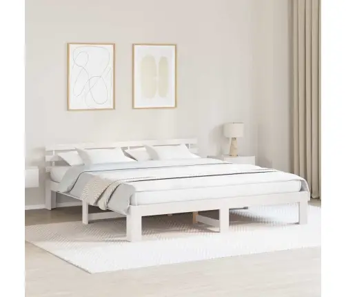 Baltais Gultas Rāmis Balts Ciets Koks 200 X 200 Cm Vidaxl