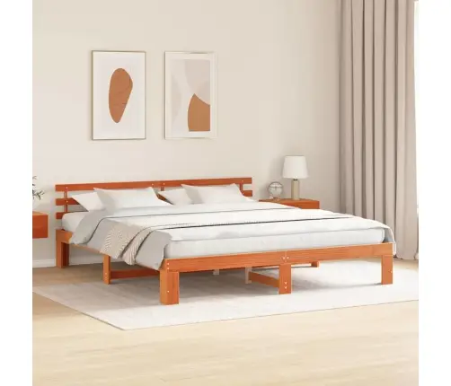 Priedes Koka Gultas Rāmis Vaskota Brūna Masīvkoks 200 X 200 Cm Vidaxl