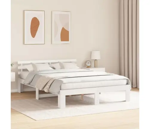 Koka Gultas Rāmis Balts Koks 160 X 200 Cm Izturīgs Vidaxl