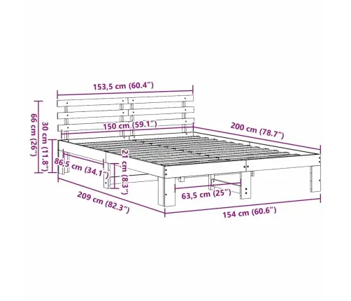 Balta Koka Gultas Rāmis Balts Koks 150 X 200 Cm Izturīgs Vidaxl