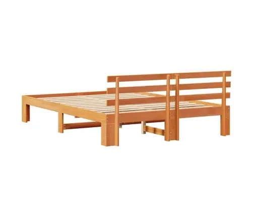 Priedes Gultas Rāmis Vasks Brūns Masīvkoks 150 X 200 Cm Vidaxl