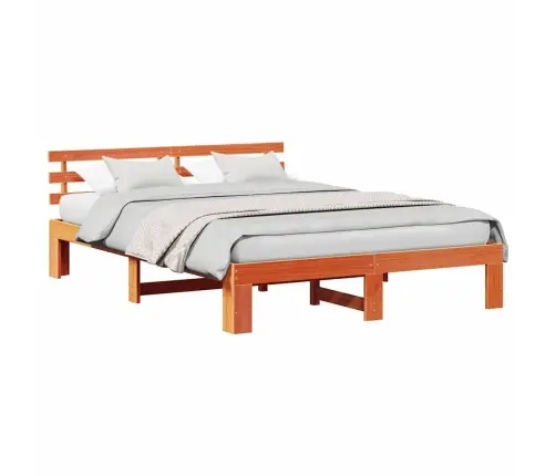 Priedes Gultas Rāmis Vasks Brūns Masīvkoks 150 X 200 Cm Vidaxl