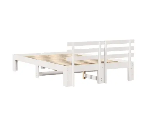 Balta Priedes Koka Gultas Rāmis Balts Ciets Koks 120 X 200 Cm Vidaxl
