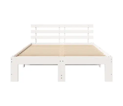 Balta Priedes Koka Gultas Rāmis Balts Ciets Koks 120 X 200 Cm Vidaxl