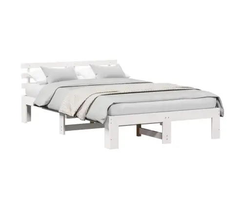 Balta Priedes Koka Gultas Rāmis Balts Ciets Koks 120 X 200 Cm Vidaxl