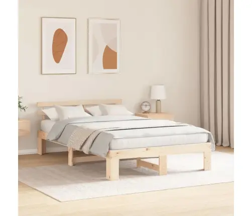Lovos Rėmas Kreminė 140 X 190 Cm Pušies Medienos Masyvas