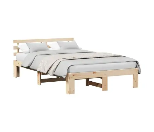 Lovos Rėmas Kreminė 140 X 190 Cm Pušies Medienos Masyvas