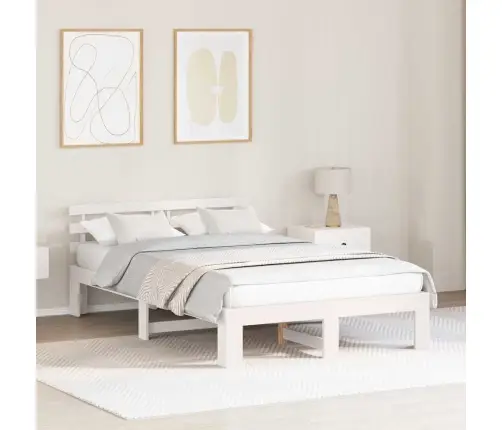 Baltā Priedes Gultas Rāmis Balts Masīvkoks 140 X 190 Cm Izturīgs Vidaxl