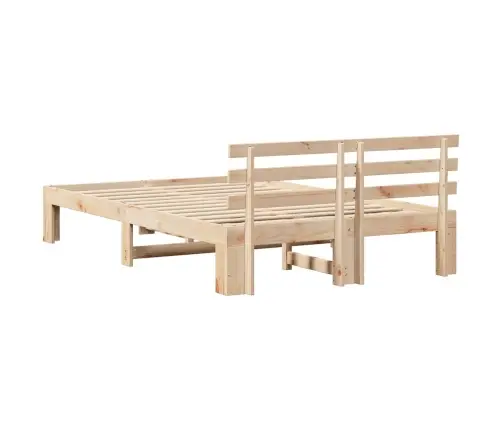 Voodi Raam Peaga Neutraalne 135 X 190 Cm Tahke Mänd