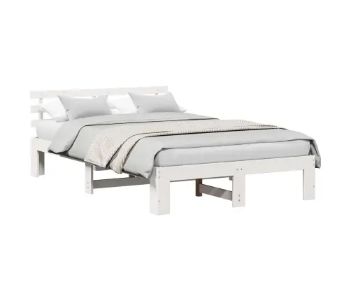 Priedes Koka Gultas Rāmis Balts Cieta Priedes Koks 120 X 190 Cm Vidaxl