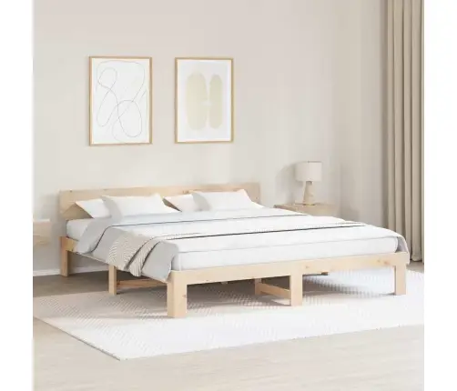 Gultas Rāmis Ar Galvgali 200X200 Cm Masīvkoka Priedes Vidaxl