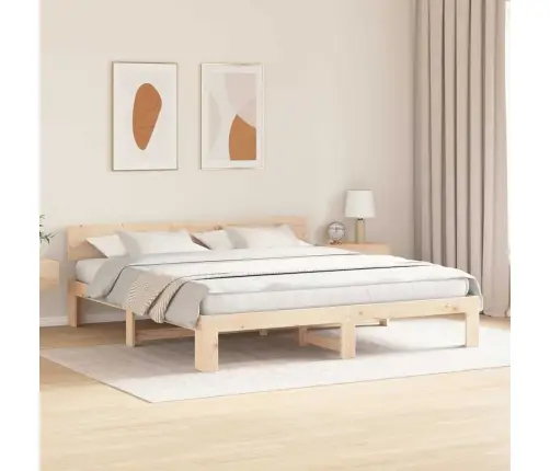 Gultas Rāmis Ar Galvgali 200X200 Cm Masīvkoka Priedes Vidaxl