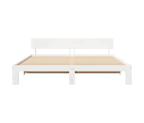 Gultas Rāmis Ar Galvgali Balts 200X200 Cm Masīvkoka Priedes Vidaxl