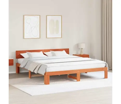Gultas Rāmis Ar Galvu Vaska Brūns 200X200 Cm Masīvkoka Vidaxl Gultas Rāmis Ar Galvu Vaska Brūns 200X200 Cm Masīvkoka Vidaxl