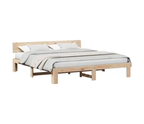 Voodi Raam Peaga Neutraalne 180 X 200 Cm Tahke Mänd