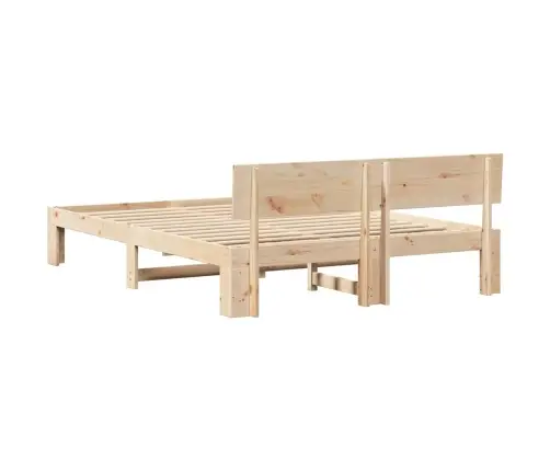 Gultas Rāmis Ar Galvgali 160X200 Cm No Cietas Priedes Koksnes Vidaxl