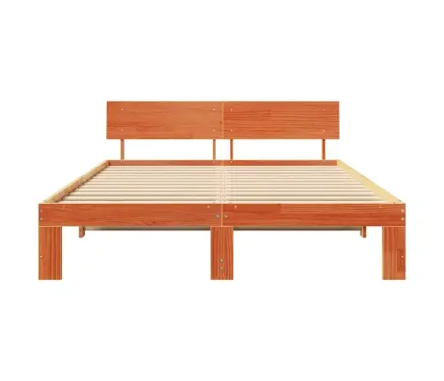 Gultas Rāmis Ar Galvas Balstu Vaska Brūns 160X200 Cm Masīvkoks Vidaxl