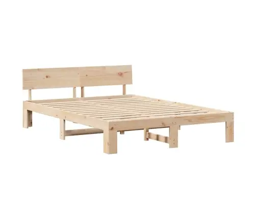Gultas Rāmis Ar Galvas Atzveltni 140X200 Cm Masīvkoka Priedes Vidaxl