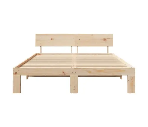 Gultas Rāmis Ar Galvas Atzveltni 140X200 Cm Masīvkoka Priedes Vidaxl