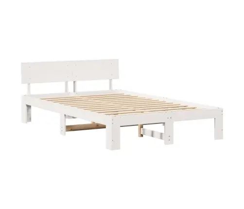 Voodi Raam Peaga Valge 120 X 200 Cm Tahke Mänd