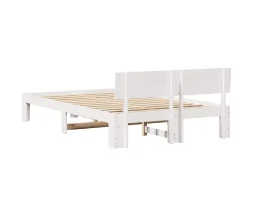 Voodi Raam Peaga Valge 120 X 200 Cm Tahke Mänd