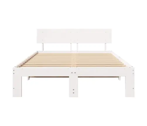 Voodi Raam Peaga Valge 120 X 200 Cm Tahke Mänd