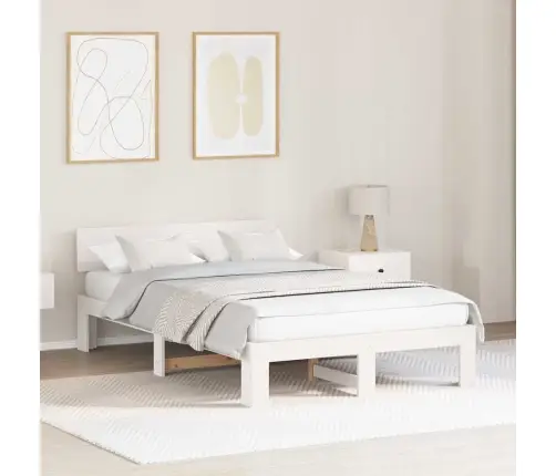 Lovos Rėmas Balta 135 X 190 Cm Kietos Pušies Mediena