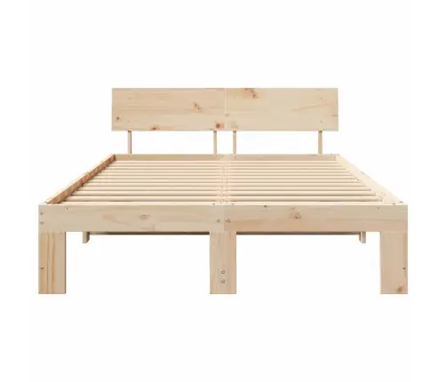 Gultas Rāmis Ar Galvas Spilvenu 120X190 Cm Cietais Priedes Koks Vidaxl