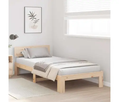 Voodi Raam Peaga Neutraalne 100 X 200 Cm Tahke Mänd