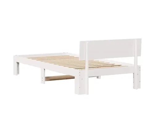 Gultas Rāmis Ar Atzveltni Balts 90X200 Cm Cieta Priedes Koks Vidaxl