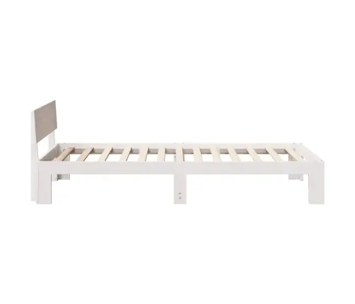 Gultas Rāmis Ar Atzveltni Balts 90X200 Cm Cieta Priedes Koks Vidaxl
