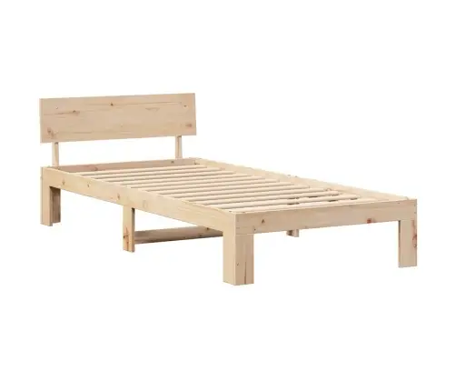 Gultas Rāmis Ar Galvgalvi 80X200 Cm Cietā Priedes Kokā Vidaxl