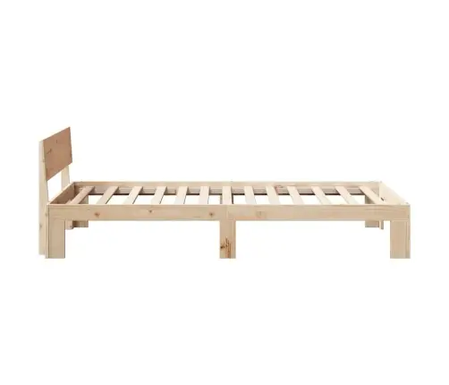 Gultas Rāmis Ar Galvas Balstu 90X190 Cm Cieta Priedes Koksne Vidaxl
