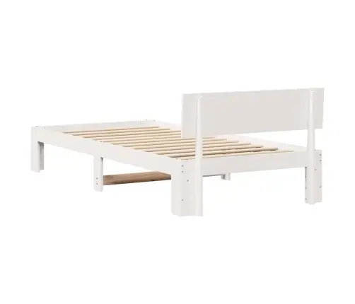 Gultas Rāmis Ar Galvas Balstu Balts 90X190 Cm Masīvkoka Priede Vidaxl