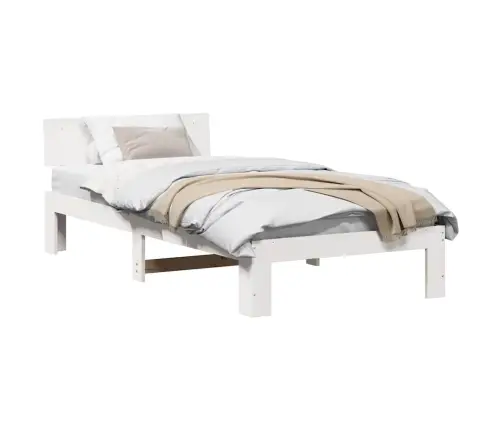 Gultas Rāmis Ar Galvas Balstu Balts 90X190 Cm Masīvkoka Priede Vidaxl