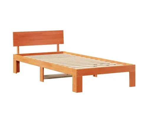 Gultas Rāmis Ar Galvas Balstu Vaskota Brūna 90X190 Cm Masīvkoka Priede Vidaxl