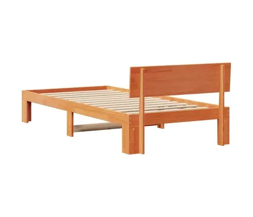 Gultas Rāmis Ar Galvas Balstu Vaskota Brūna 90X190 Cm Masīvkoka Priede Vidaxl