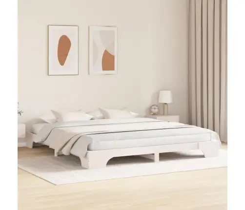 Gultas Rāmis Balts 200X200 Cm Masīvkoka Priedes Vidaxl