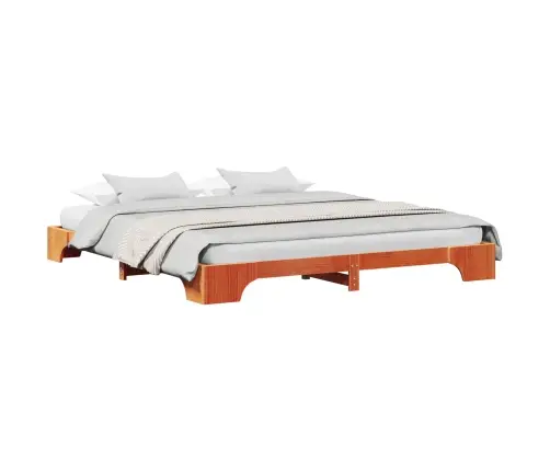 Gultas Rāmis Vaska Brūnā 200X200 Cm Cietā Priežu Koka Vidaxl